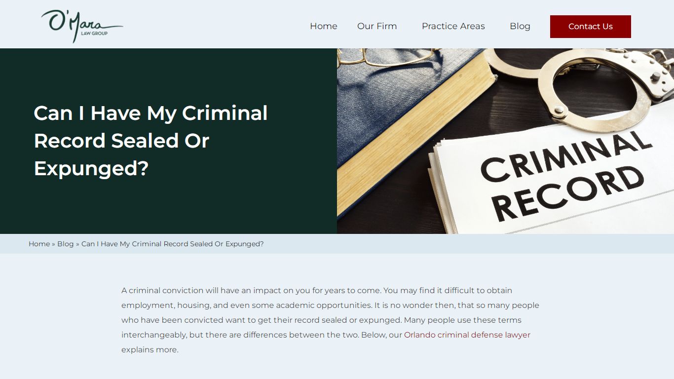 Can I Have My Criminal Record Sealed Or Expunged?